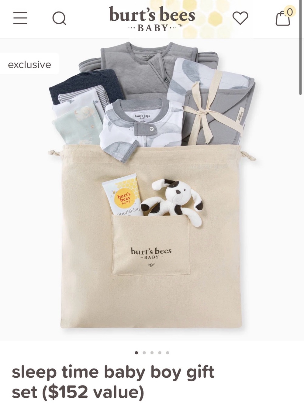 Burt's Bees Baby Neutral Sleep Time Gift Set - Gray & Cream